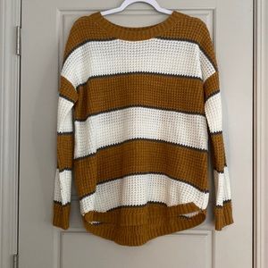 Brown and White Striped Sweater 🍂